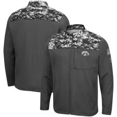Мужская темно-серая куртка Iowa Hawkeyes OHT Military Appreciation Digi Camo с молнией во всю длину Colosseum