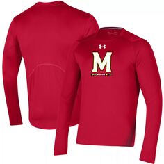 Мужская красная футболка с длинным рукавом Maryland Terrapins 2021 Sideline Training Performance Under Armour