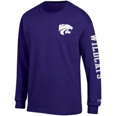 Мужская фиолетовая футболка с длинным рукавом Kansas State Wildcats Team Stack Champion
