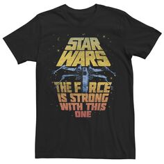 Мужская футболка «Звездные войны» с надписью «The Force Is Strong With This One», черная Licensed Character, черный