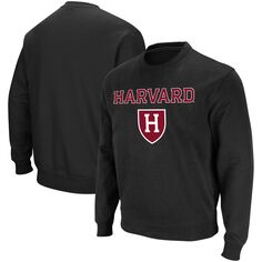 Мужской черный твиловый пуловер Harvard Crimson Team Arch &amp; Logo Tackle Colosseum