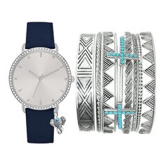 Женские часы с подвеской в виде слона, хрустальные часы и серебряный браслет, комплект Jessica Carlyle