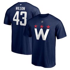 Мужская футболка с логотипом Tom Wilson Navy Washington Capitals 2020/21 с альтернативным аутентичным именем и номером Fanatics