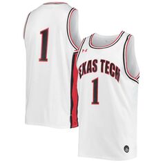 Мужская белая баскетбольная майка #1 Texas Tech Red Raiders Replica Under Armour