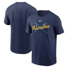 Мужская темно-синяя футболка с надписью «Milwaukee Brewers Local Team» Nike