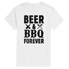 Мужская футболка с рисунком Big &amp; Tall Beer and BBQ Forever License, белый