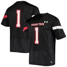 Мужская черная футболка с логотипом Texas Tech Red Raiders # 1, реплика футбольного джерси Under Armour