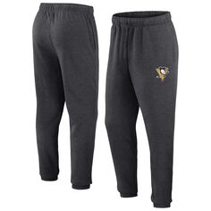 Мужские спортивные спортивные штаны с фирменным логотипом Heather Charcoal Pittsburgh Penguins Fanatics