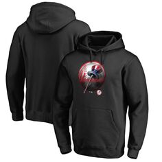 Мужской черный пуловер с капюшоном с логотипом New York Yankees Midnight Mascot Fanatics