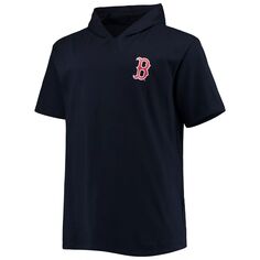 Мужская темно-синяя футболка с капюшоном и пуловером из джерси Boston Red Sox Big &amp; Tall с короткими рукавами