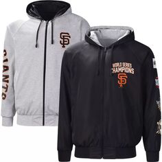 Мужская спортивная куртка Carl Banks черного/серого цвета с капюшоном и молнией во всю длину San Francisco Giants Southpaw G-III