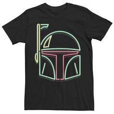 Мужская футболка с рисунком в виде шлема Boba Fett Neon Light Star Wars