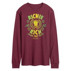 Мужская футболка с длинными рукавами и рисунком Richie Rich Yeah That Rich, Red Licensed Character, красный