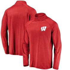Мужская фирменная красная куртка Wisconsin Badgers с полосатым логотипом реглан и молнией четверть четверти Fanatics