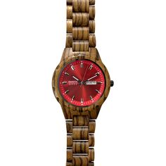 Часы Dakota Zebrawood с ярким красным циферблатом