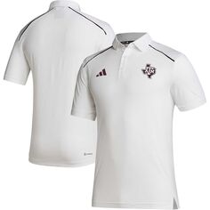 Мужская белая рубашка-поло Texas A&amp;M Aggies Coaches AEROREADY adidas