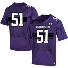 Мужская фиолетовая футболка Northwestern Wildcats № 51, реплика футбольного джерси Under Armour