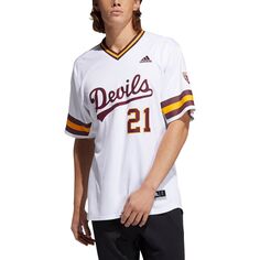 Мужская белая бейсбольная майка штата Аризона Sun Devils Replica adidas