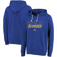 Мужская толстовка с капюшоном и принтом из вересковых нитей Royal Golden State Warriors Mantra Tri-Blend с v-образным вырезом и регланами Majestic