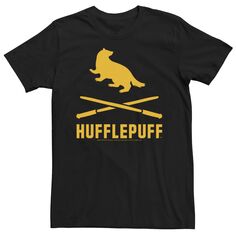 Мужская футболка с логотипом «Гарри Поттер Хаффлпафф» и скрещенными палочками Harry Potter, черный