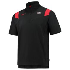 Мужская черная куртка Georgia Bulldogs 2021 Coaches с коротким рукавом и молнией до четверти Nike