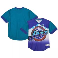 Мужская футболка Mitchell &amp; Ness Purple Utah Jazz Jumbotron 3.0 в сетку с v-образным вырезом