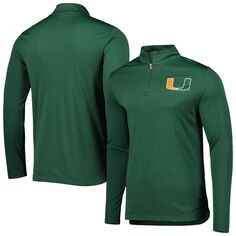 Мужская зеленая футболка с молнией четверть с фирменным логотипом Miami Hurricanes Tough Minded Fanatics