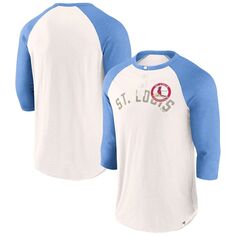 Мужская фирменная белая/голубая футболка St. Louis Cardinals Backdoor Slider Raglan с рукавами 3/4 Fanatics