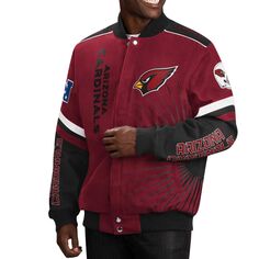 Мужская спортивная университетская куртка с длинными кнопками Carl Banks Cardinal Arizona Cardinals Extreme Redzone G-III
