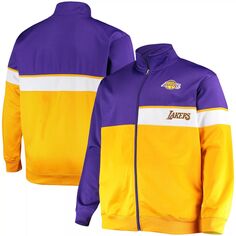 Мужская спортивная куртка с молнией во всю длину фиолетового/золотого цвета Los Angeles Lakers Big &amp; Tall