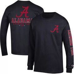 Мужская черная футболка с длинным рукавом Alabama Crimson Tide Team Stack 3-Hit Champion