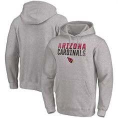 Мужской приталенный пуловер с капюшоном с логотипом Heather Grey Arizona Cardinals Fade Out Fanatics