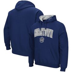 Мужской темно-синий пуловер с капюшоном Georgetown Hoyas Arch и Logo Colosseum