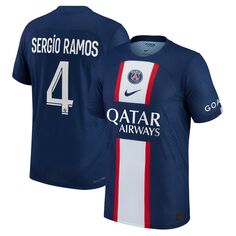 Мужская синяя футболка Sergio Ramos Paris Saint-Germain 2022/23, домашняя аутентичная футболка игрока Nike