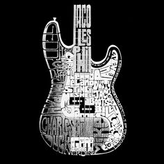 Бас-гитара — мужская бейсбольная футболка реглан с рисунком Word Art LA Pop Art