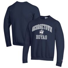 Мужской темно-синий пуловер с высоким мотором Georgetown Hoyas Champion