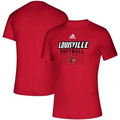 Мужская красная футболка Louisville Cardinals Locker с надписью Softball Creator AEROREADY adidas