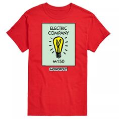 Футболка с рисунком Big &amp; Tall Monopoly Electric Company Licensed Character, красный