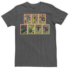 Мужская футболка с графическим плакатом и коллекционными карточками для групповых снимков Marvel