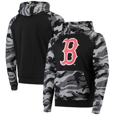 Мужской пуловер с капюшоном FOCO Black Boston Red Sox Camo реглан