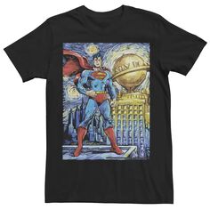 Мужская футболка с плакатом «Звездная ночь Супермена» DC Comics