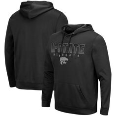 Мужской черный пуловер с капюшоном Kansas State Wildcats Blackout 3.0 Colosseum