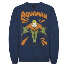 Мужской флисовый свитшот с простым текстом и логотипом DC Comics Aquaman, Blue Licensed Character, синий