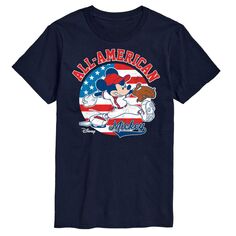 Бейсбольная футболка Disney&apos;s Mickey Mouse Big &amp; Tall Americana с рисунком License, синий