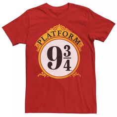 Мужская футболка с надписью Гарри Поттер на платформе 9 и 3/4 Licensed Character, красный