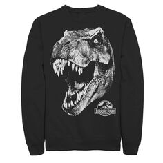 Мужской флисовый пуловер с рисунком «Парк Юрского периода» T-Rex White Head Roaring Jurassic World, черный