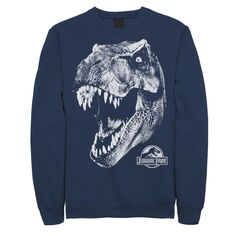 Мужской флисовый пуловер с рисунком «Парк Юрского периода» T-Rex White Head Roaring Jurassic World, синий