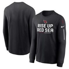 Мужская черная футболка с длинным рукавом и надписью Arizona Cardinals Team Nike