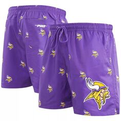 Мужские шорты Pro Standard фиолетового цвета с мини-логотипом Minnesota Vikings со сплошным принтом