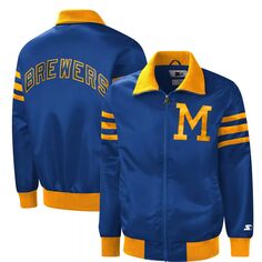 Мужская университетская куртка с молнией во всю длину Royal Milwaukee Brewers The Captain III Starter